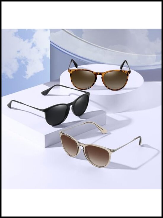 Retro Round Polarized Sunglasses with UV Protection, Lightweight &